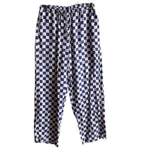 Holiday Emma Mulholland High Waisted Check Linen Pull on Pant Purple L